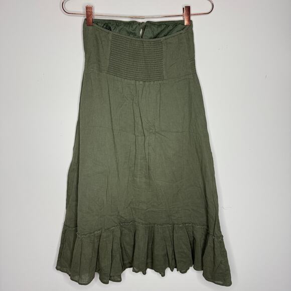 Old Navy Womens Dress Small Green Strapless Smocked Lined Summer VTG Y2K 90s - Picture 6 of 6
